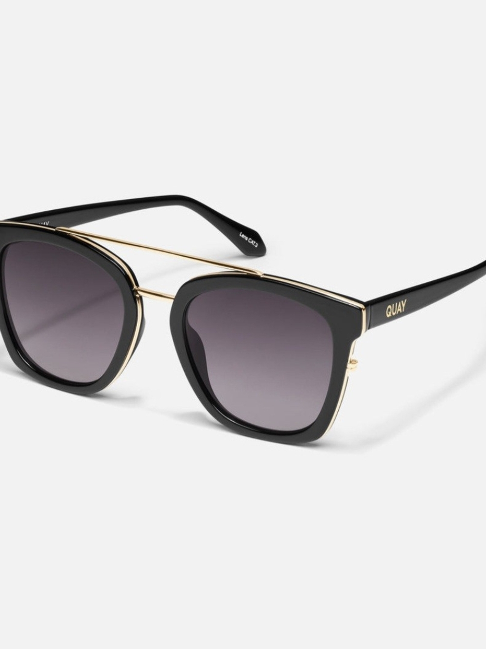 Quay Australia Black and Gold Square Sunglasses for Women